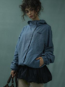 BadBlue Check Hoodie Jacket Blue