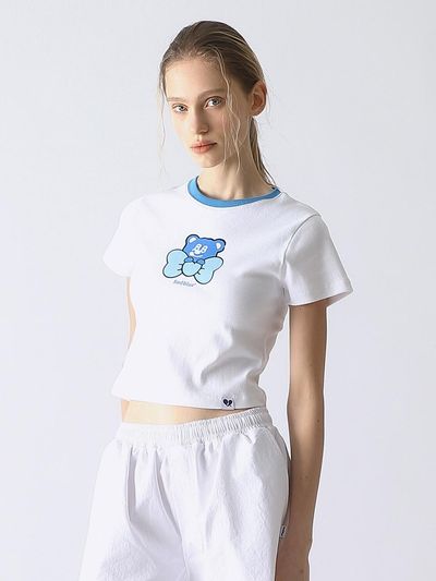 BadBlue Ribbon BadBear Ringer Slim Tee White