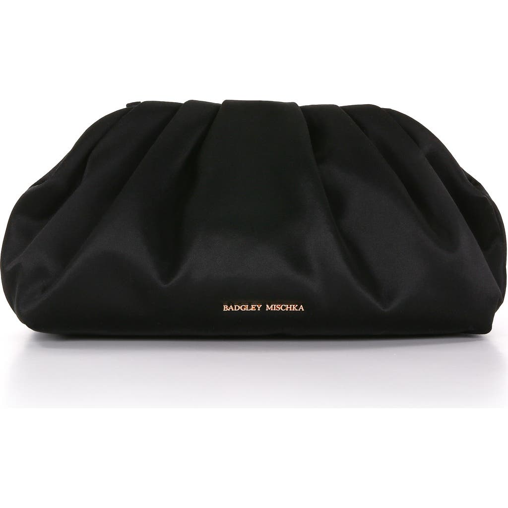 BADGLEY MISCHKA BADGLEY MISCHKA Audrey Silk Satin Zipper Top Pouch Clutch