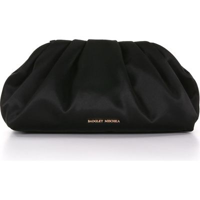 BADGLEY MISCHKA BADGLEY MISCHKA Audrey Silk Satin Zipper Top Pouch Clutch