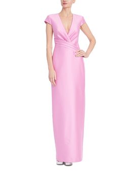 Badgley Mischka Badgley Mischka Cap Sleeve Pleated Waist Gown