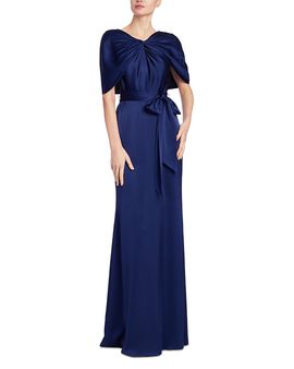 Badgley Mischka Badgley Mischka Cape Shoulder Gown