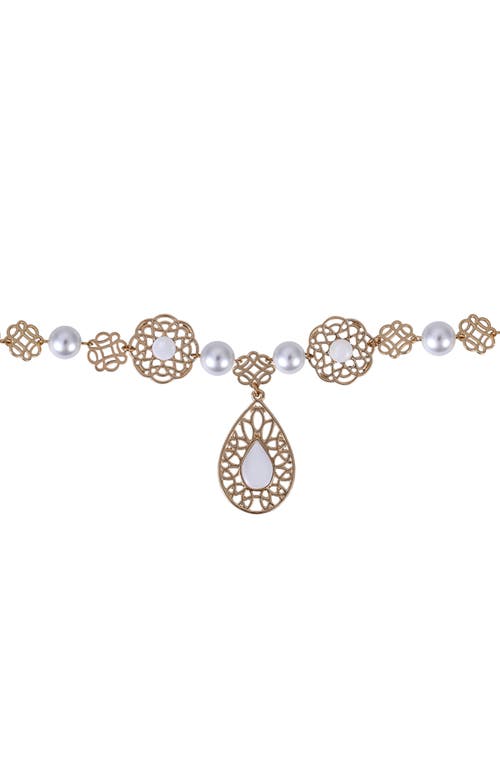 BADGLEY MISCHKA BADGLEY MISCHKA Filigree Teardrop Pendant Frontal Necklace