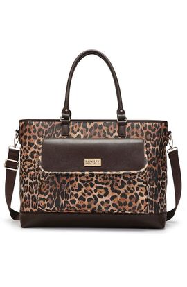 BADGLEY MISCHKA BADGLEY MISCHKA Leopard Lux Weekender Bag, Vegan Leather Duffel with Trolley Sleeve 