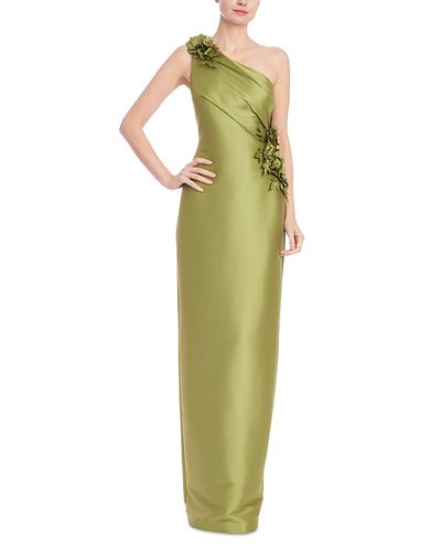 Badgley Mischka Badgley Mischka One Shoulder Flower Applique Gown