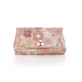 BADGLEY MISCHKA BADGLEY MISCHKA Ophelia Floral Sequin with Pearl Brooch Clutch