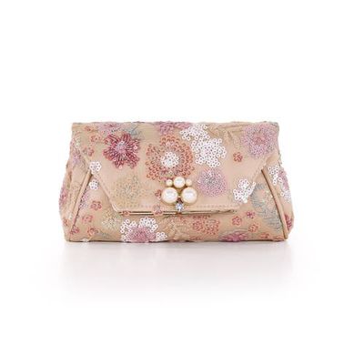 BADGLEY MISCHKA BADGLEY MISCHKA Ophelia Floral Sequin with Pearl Brooch Clutch