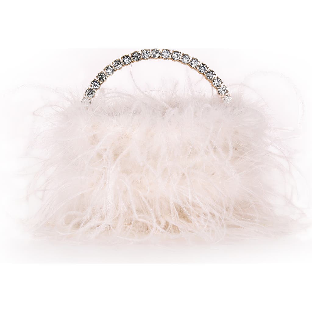 BADGLEY MISCHKA BADGLEY MISCHKA Raven Ostrich Feather Pouch Halfmoon Handle