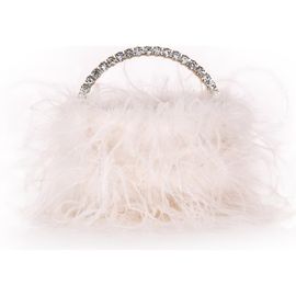 BADGLEY MISCHKA BADGLEY MISCHKA Raven Ostrich Feather Pouch Halfmoon Handle