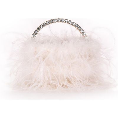 BADGLEY MISCHKA BADGLEY MISCHKA Raven Ostrich Feather Pouch Halfmoon Handle