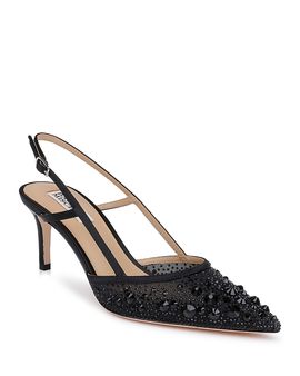 Badgley Mischka Badgley Mischka Women's Reem Embellished Satin Slingback Pumps