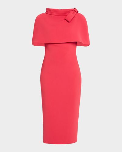 Badgley Mischka Bodycon Funnel-Neck Capelet Midi Dress