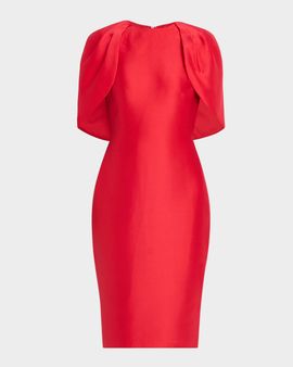 Badgley Mischka Cape-Sleeve Bodycon Midi Dress