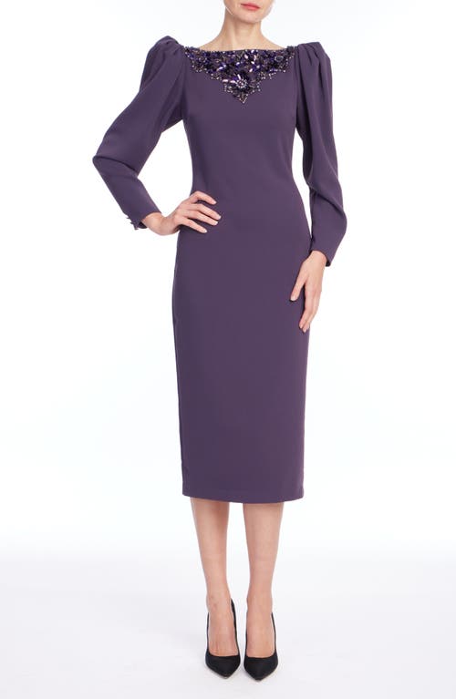 Badgley Mischka Collection Badgley Mischka Collection Beaded Bateau Neck Sheath Cocktail Dress