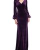 Badgley Mischka Collection Badgley Mischka Collection Floral Appliquéd Stretch Velvet Gown - 1