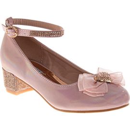 Badgley Mischka Collection Badgley Mischka Collection Kids' Crystal Heart Ankle Strap Pump