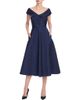 Badgley Mischka Collection Badgley Mischka Collection Portrait Collar Jacquard Midi Cocktail Dress - 1