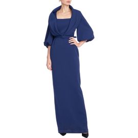 Badgley Mischka Collection Badgley Mischka Collection Puff Sleeve Gown with Belt