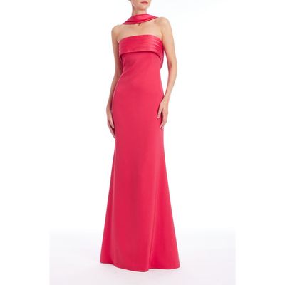 Badgley Mischka Collection Badgley Mischka Collection Scarf Detail Strapless Gown