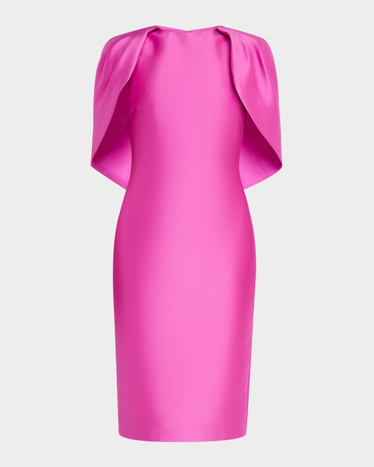 Badgley Mischka Collection Mikado Cape Sheath Dress