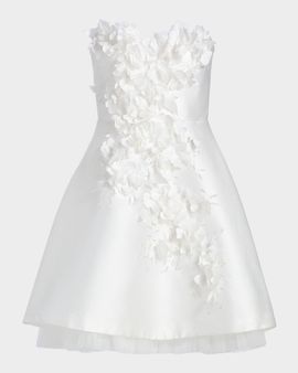 Badgley Mischka Flower Applique A-Line Mini Dress