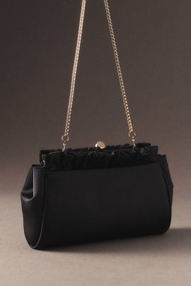Badgley Mischka Jewel Badgley Mischka Olivia Satin Ruffle Top Pouch Clutch