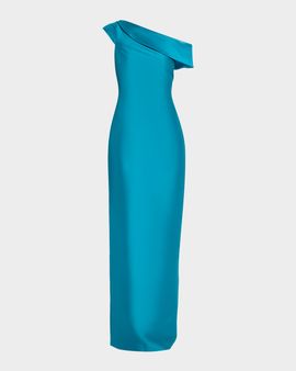 Badgley Mischka One-Shoulder Column Gown