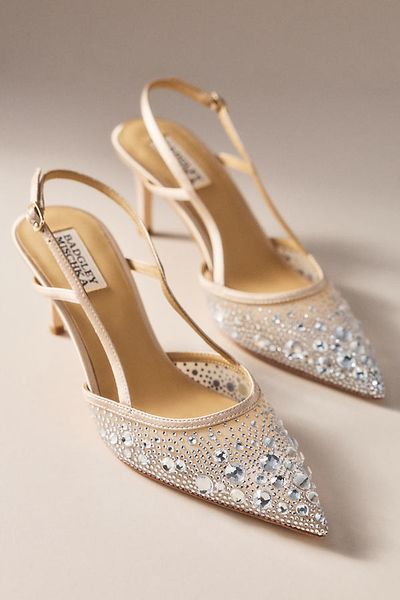 Badgley Mischka Reem Crystal Slingback Kitten Heels