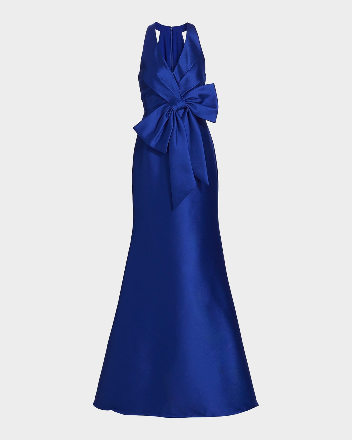 Badgley Mischka Satin Mikado Bow Mermaid Gown