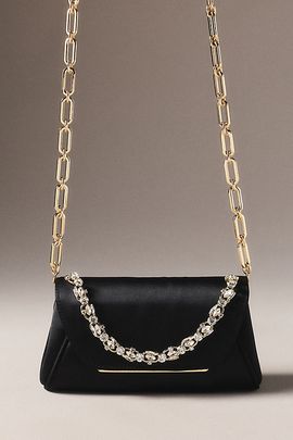Badgley Mischka Seraphina Satin Clutch with Crystal Handslip