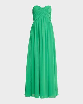 Badgley Mischka Strapless Draped Georgette Gown