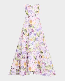 Badgley Mischka Strapless High-Low Gown