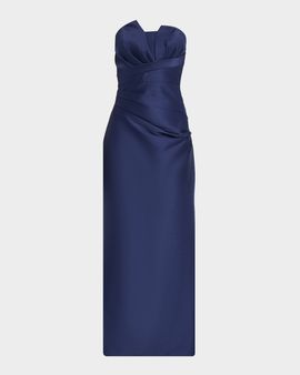 Badgley Mischka Strapless Mikado Trumpet Gown
