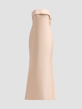 Badgley Mischka Women's Bow-Back Strapless Mikado Mermaid Gown