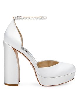 Badgley Mischka Women's Felixa 125MM Imitation Pearl-Embellished Satin Platform Pumps