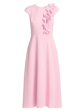 Badgley Mischka Women's Floral Appliqué Cap-Sleeve Midi-Dress