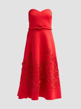 Badgley Mischka Women's Floral Laser-Cut Strapless Cocktail Dress