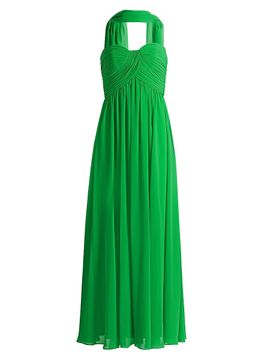 Badgley Mischka Women's Gathered Strapless Scarf-Neck Gown