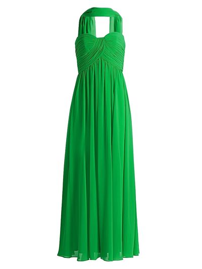 Badgley Mischka Women's Gathered Strapless Scarf-Neck Gown