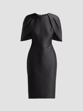 Badgley Mischka Women's Mikado Cape-Shoulder Sheath Dress
