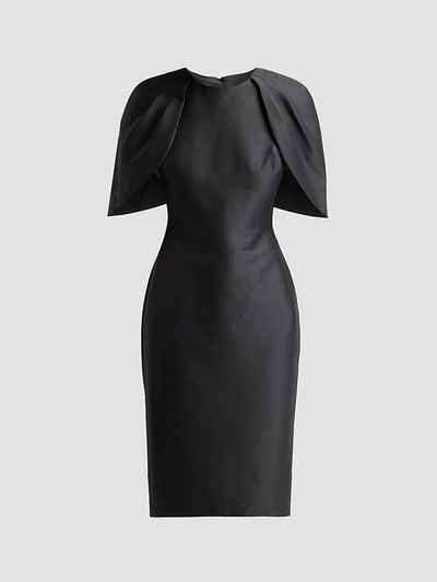 Badgley Mischka Women's Mikado Cape-Shoulder Sheath Dress