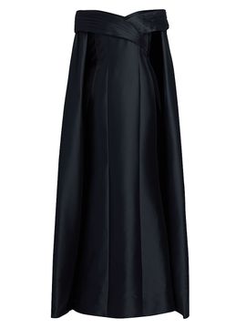 Badgley Mischka Women's Mikado Off-The-Shoulder Cape Gown