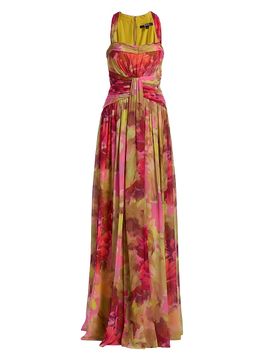open lace back dress Cap Sleeve Pleated Fit-and-Flare Midi Dress by Badgley Mischka main image 0