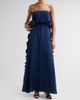 Badgley Mischka Women's Ruffle Pleated Chiffon Strapless Gown - 2