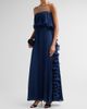 Badgley Mischka Women's Ruffle Pleated Chiffon Strapless Gown - 4