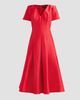 Badgley Mischka Women's Stretch Mikado V-Neck Midi Dress - 6
