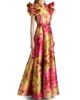 Badgley Mischka Women's Vibrant Floral Flutter-Sleeve Gown - 3