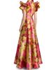 Badgley Mischka Women's Vibrant Floral Flutter-Sleeve Gown - 5