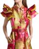 Badgley Mischka Women's Vibrant Floral Flutter-Sleeve Gown - 6