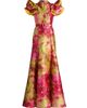 Badgley Mischka Women's Vibrant Floral Flutter-Sleeve Gown - 8